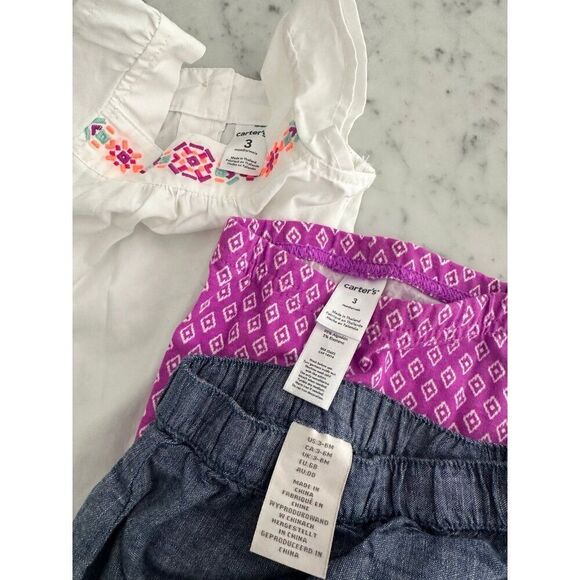 New Carter’s baby girl 3 month set Linen 3pc Girls legging bubble shorts Set - Picture 7 of 7